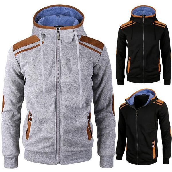 

europe america men hoodies sweatshirts autumn winter zipper hooded long sleeve hoodie shirt man hoodie casual m to xxl, Black