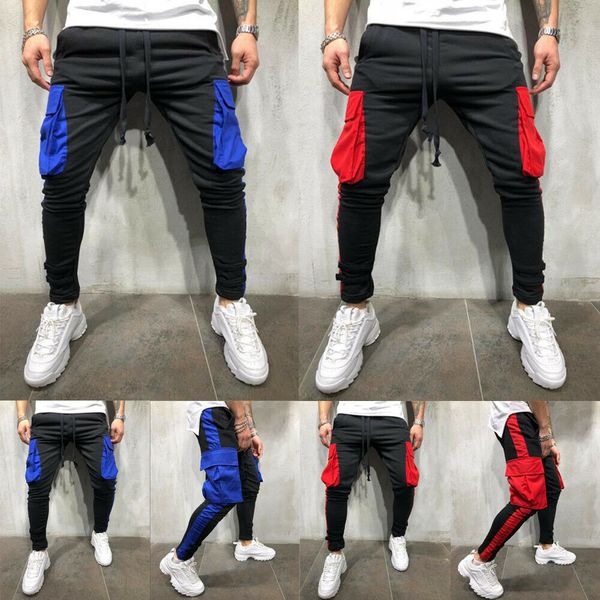 

брюки 2019 new brand мода мужчины slim fit карманы городские прямые брюки ноги случайные карандаш хип-хоп брюки, Black