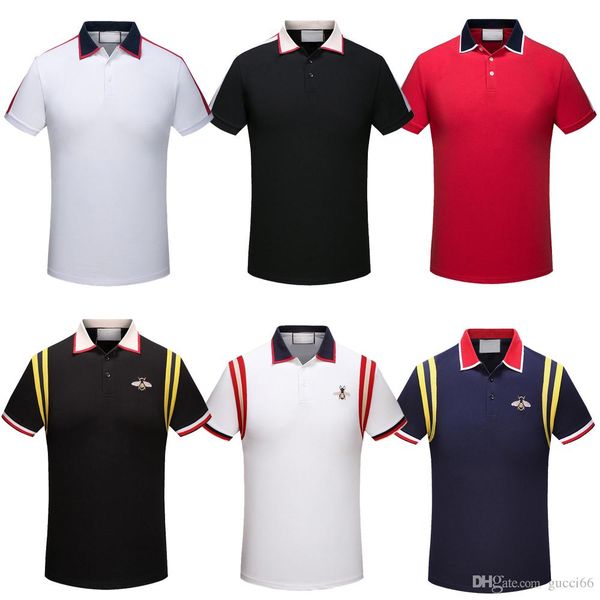 

fashion classic men polo shirts luxury designer casual polo shirt snake bee floral embroidery mens polos shirt, White;black