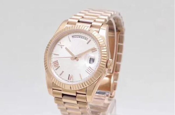 

men's luxury gold dial watches nfactory automatic men auto day time date watch superlative rose gold 40mm gold wristwatches, Slivery;brown