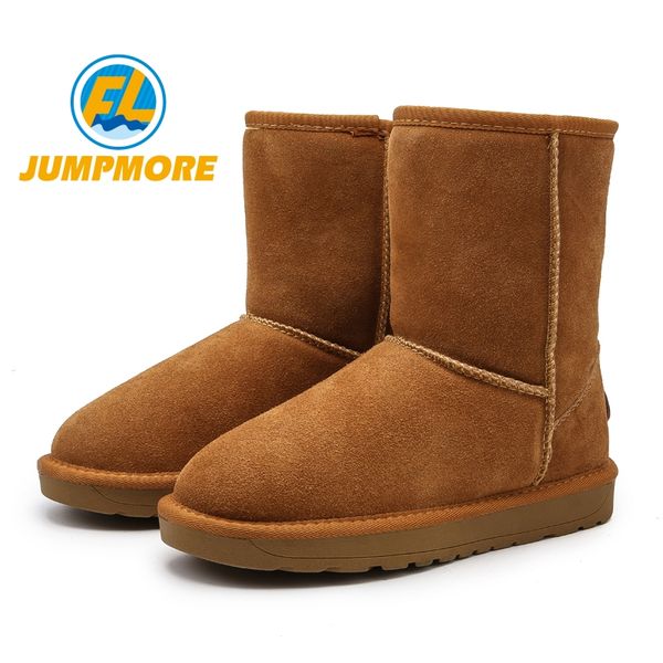 

fl jumpmore highgenuine cowhide leather snow boots women boots warm winter shoes for men large size men 35-46, Black