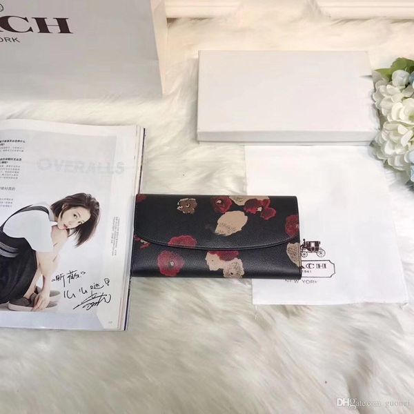 

2018 brand design long wallet women's wallets fashion purse printed carteira feminina size 20*10*3cm ing, Red;black