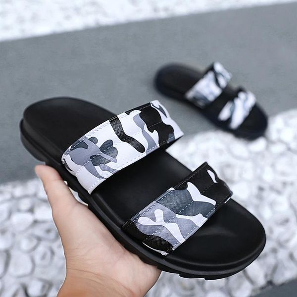 

good quality designer slippers slides men sandals europe brand mens sandals medusa scuffs summer huaraches slippers camouflage flip flops, Black