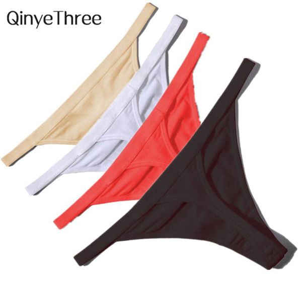 

women cotton g string thongs low waist panties ladies' seamless underwear black red white skin, Black;white