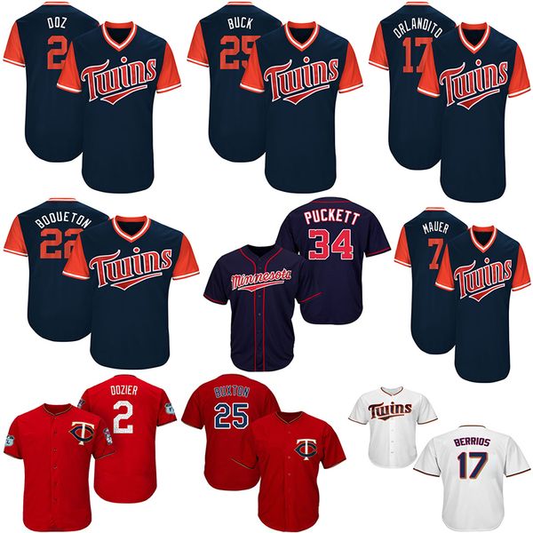 

2019 Twins Jersey Minnesota 22 Miguel Sano 2 Brian Dozier 7 Joe Mauer 34 Kirby Puckett 17 Jose Berrios 25 Byron Buxton Baseball Jerseys