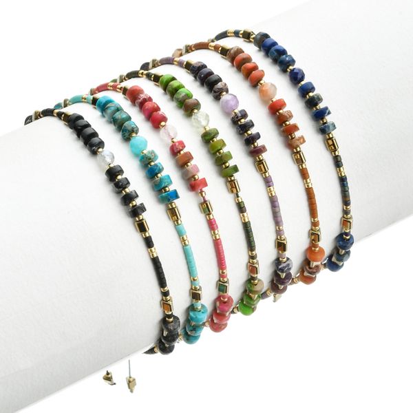 

new natural stone miyuki bracelets for women beads bracelet cute mini delica jewelry adjustable gold color link chain, Black