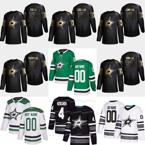 

2019 Golden Edition Dallas Stars 37 Justin Dowling 17 Andrew Cogliano 16 Jason Dickinson 13 Mattias Janmark 12 Radek Faksa Hockey Jersey