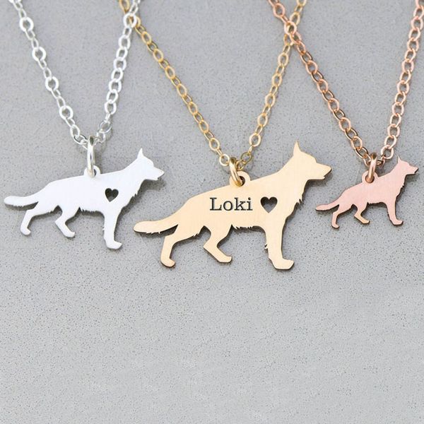 

немецкая овчарка ожерелье может на заказ имя животных ожерелья ювелирные изделия yp7565, Silver