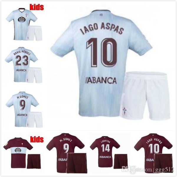 

дети 19 20 сельта виго футбол джерси прочь яго аспас с. гомес яго аспас систо camiseta de futbol детская форма футбольные рубашки мальчики 2, Black