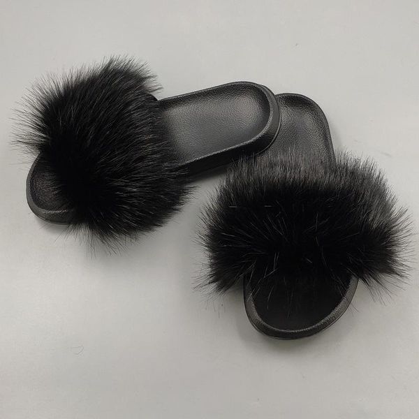 

women summer shoes fluffy slippers plush comfort indoor flip flops sandals pantufa casual furry slides slippers 2020, Black