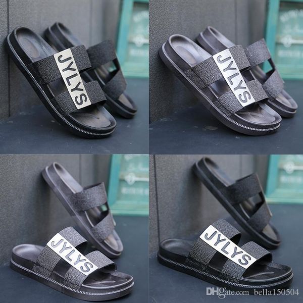 

european brand summer slippers designer sandals men breathable beach flip flops casual slip-on flats sandals men shoes ing, Black