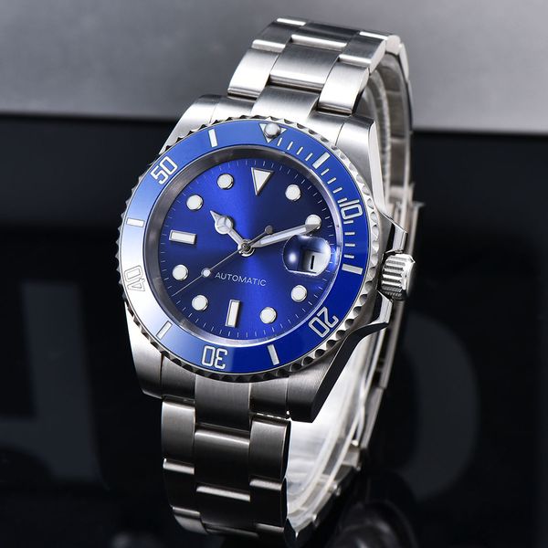 

men automatic mechanical watch 40mm luxury fashion waterproof date wristwatches business male clock reloj hombre 2813, Slivery;brown