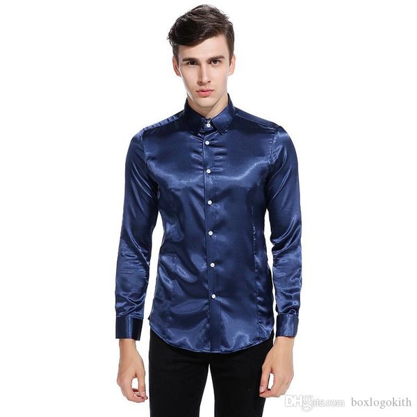 

mens long sleeve shirts solid color autumn casual slim turn-down collar shirts mens fashion shirts, White;black