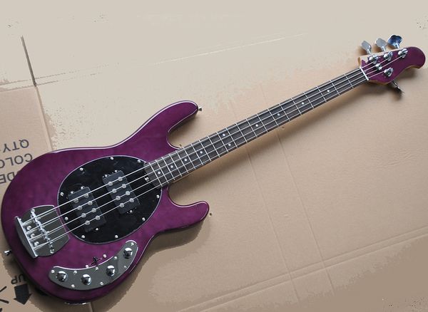 

4 Strings Фиолетовый Electric Bass 2 Пикапы, Flame Maple Шпон, Rosewood грифе, могут быть настроены в соответствии с просьбой