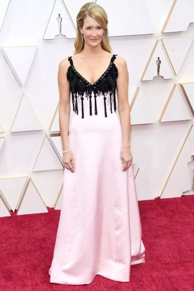 

regina king tassels prom dresses pink satin oscars evening gowns plus size special occasion party vestido de fiesta red carpet dress, Black;red