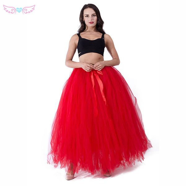 

red long tulle skirt, birthday party skirt, flowe tulle skirt, light and fluffy wedding bridesmaid skirt, Black