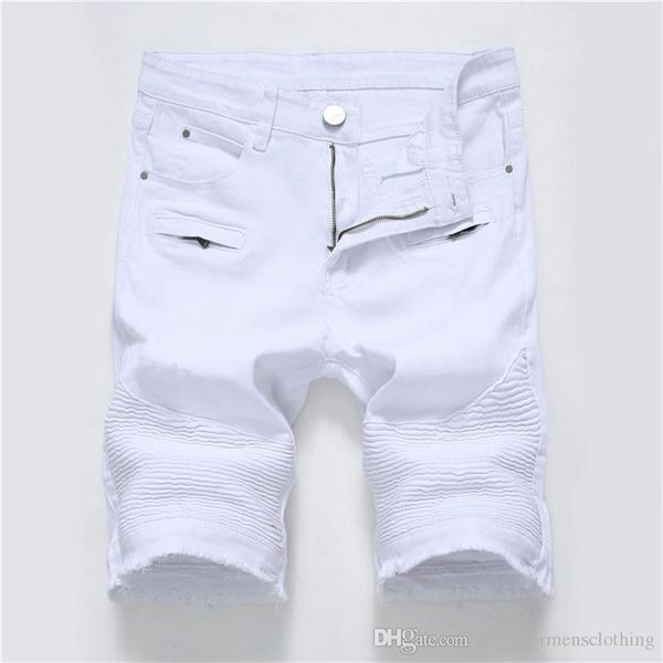 

stretch holes mens jean shorts summer straight knee length designer regular mens shorts, Blue