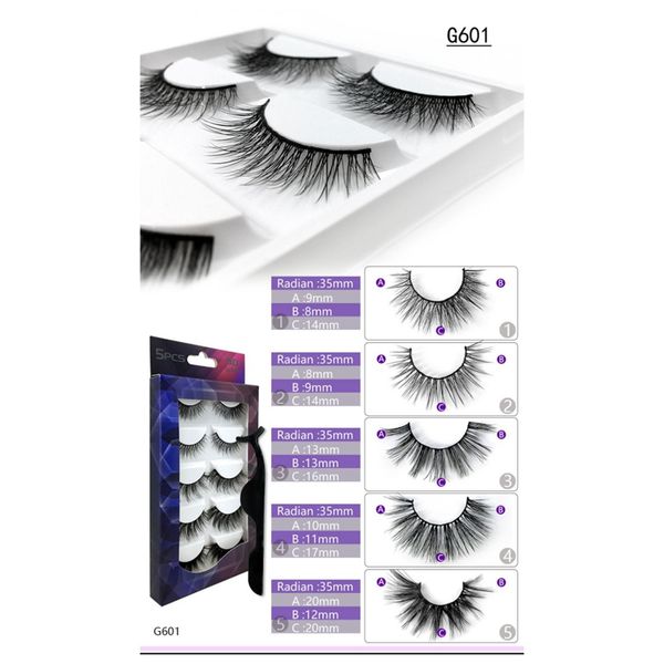 

5pair 3d false eyelashes fiber eye lashes natural slender curling handmade fake eyelashes makeup tool
