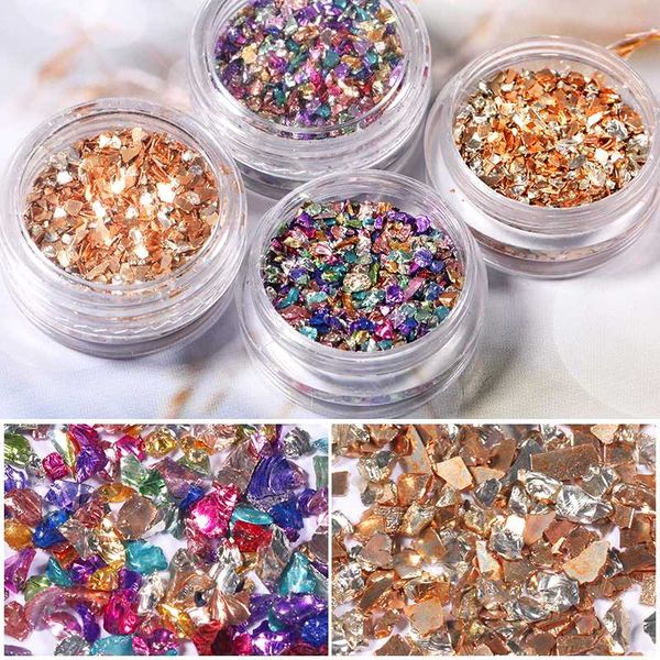 

1 box 3d nail decoration hampagne mixed size gravel nail decoration gravel colorful diy art decorations, Silver;gold