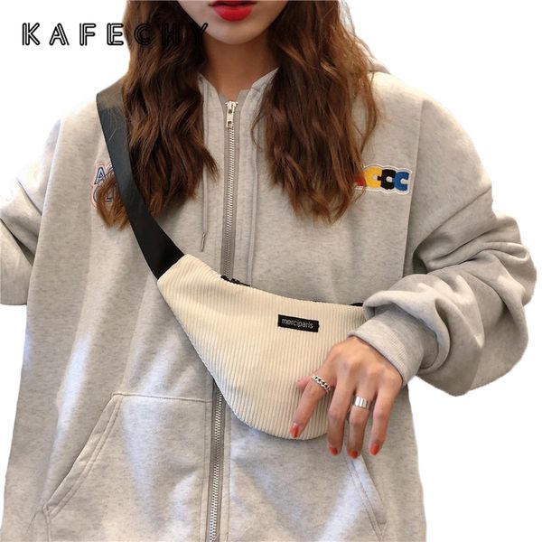 

casual fanny pack waist bag for women bags 2019 corduroy belt bag solid streetwear chest korean waist pack simple bum
