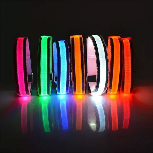 

led light arm armband strap safety belt for night running cycling hand strap wristband bracelets led safety warning 20, Black