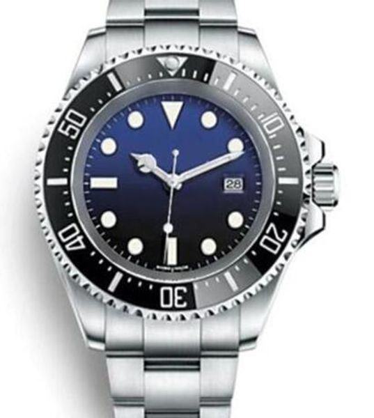 

44mm automatic mens watches blue dial silver stainless steel band watch unidirectional ceramic bezel luminescent hands and dot hour markers, Slivery;brown