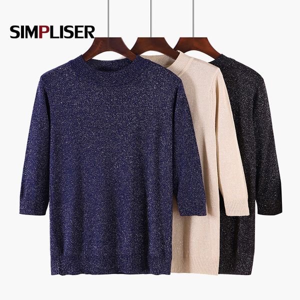 

women knitted summer 2019 o-neck thin pullovers ladies casual loose tees rulex pullover feminino white blue grey shirts, White;black