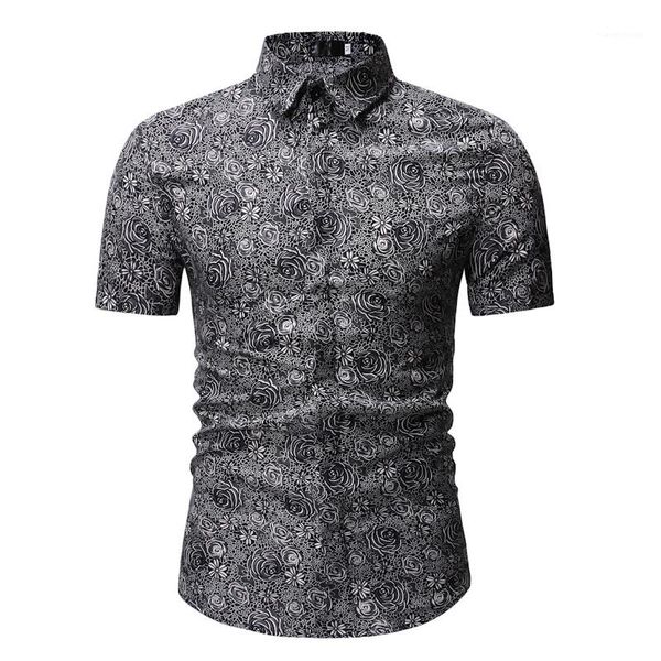 

homme floral print mens designer shirt summer style beach hawaiian shirt men casual short sleeve shirt, White;black