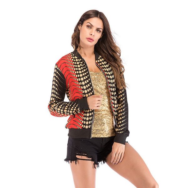 

women designer autumn coats fashion gradient long sleeve zip up baseball jacket casual womens outerwear clothing, Black;brown