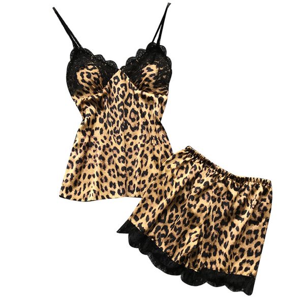 

womens satin leopard sling sleepwear lingerie lace cool underwear set sweet girls pajama sets fashion clothes set 40ma11, Blue;gray