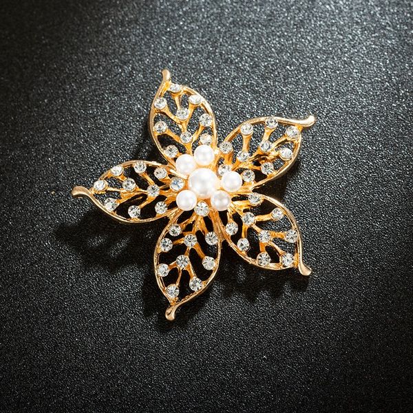 

maxi korean concise style luxury pearl rhinestone big flower brooch, Gray