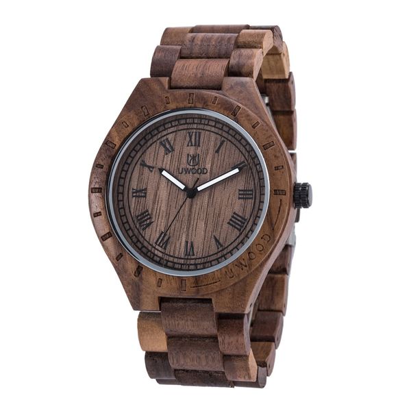 

uwood trendy style male man's brand luminous analog wood wooden watch quartz business wristwatch, Slivery;brown