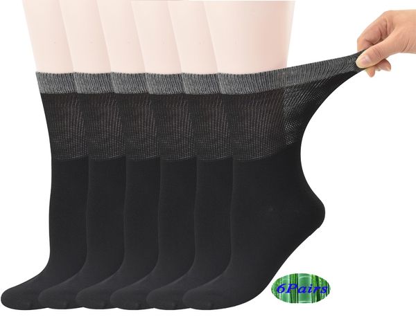 

womens bamboo diabetic crew socks with seamless toe,6 pairs size 9-11, Black;white