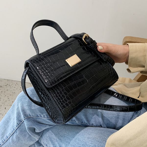

2020 new female handbag fashion solid color vinatage stone pattern crossbody for women simple styele shoulder bags ins flap bag