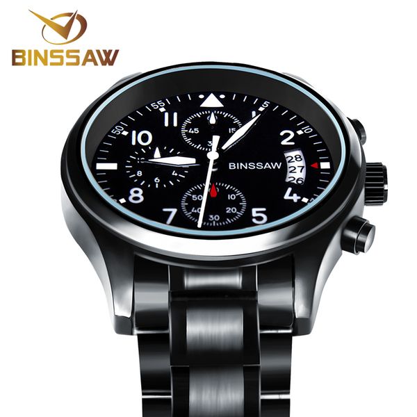 

binssaw brand new men luxury кварцевые часы из нержавеющей стали моды кожа водонепроницаемый светящиеся спортивные часы relogio мужчина для, Slivery;brown