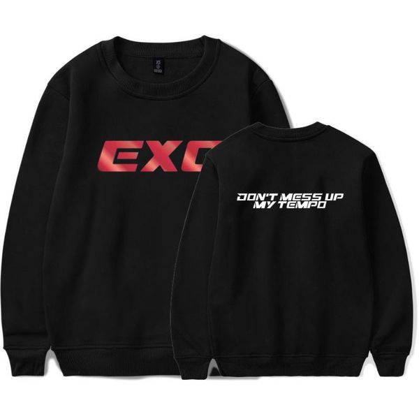 

exo sweatshirts kpop harajuku winter long sleeve outwear hoodies pullover fleece casual letters streetwear sweatshirt exo, Black