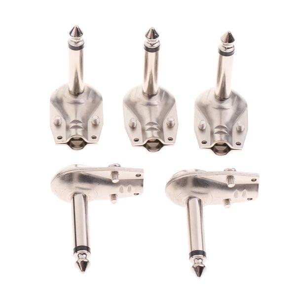 

5x right angle 1/4'' 6.35mm ts mono audio metal male plug soldering connector