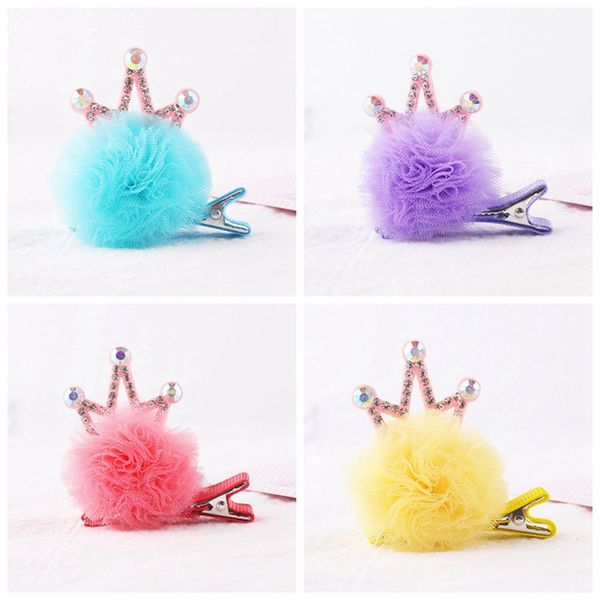

3pcs/pack new style girls shiny rhinestone crown shaped hair clip with ribbon children accessories cute hair clip, Slivery;white