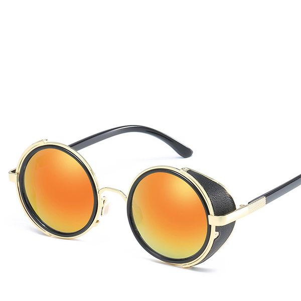 

steampunk sunglasses round metal oculos men women fashion glasses brand designer retro frame vintage sunglasses quality uv400, White;black