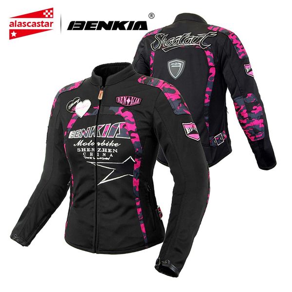 

benkia spring motorcycle jacket women breathable mesh summer autumn racing riding moto jacket protective gear motorbike clothing