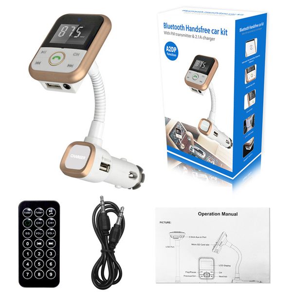 

bluetooth car kit wireless handsfm transmitter with usb charger car mp3 player fm modulator support usb sd tf card