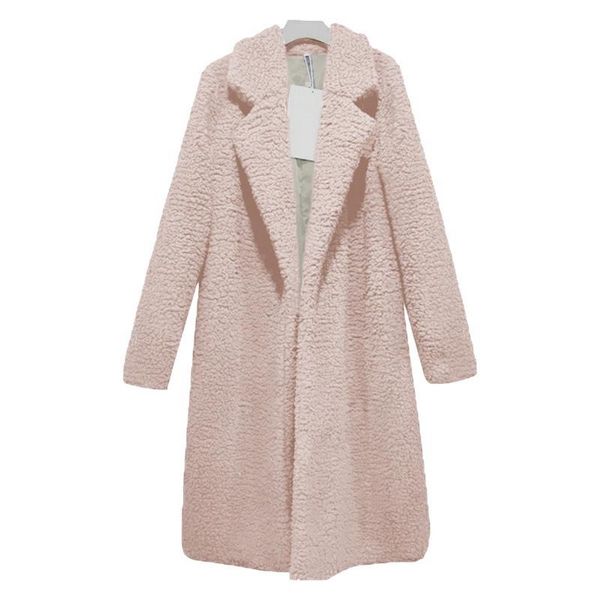 

woman coat solid winter wool long coat lady fashion outwear, Black