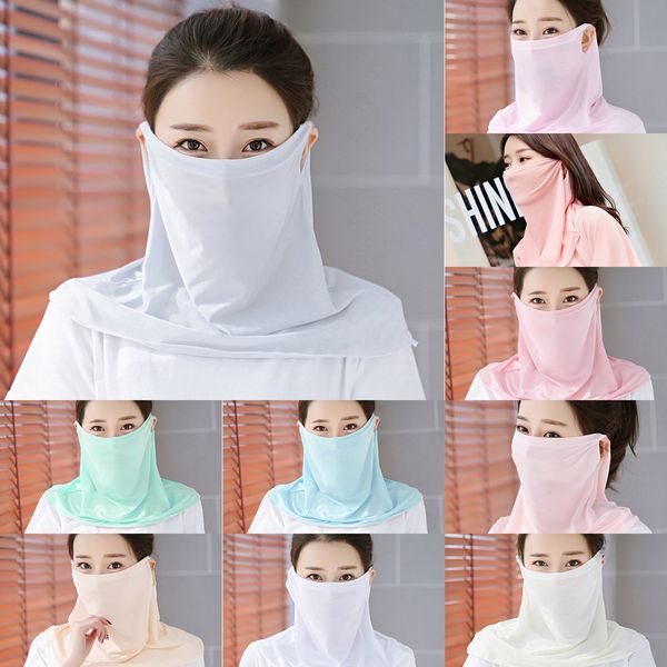 

tngpo women scarf face ear outdoor veil masks half face dust-proof sunshade silk shawl scarf dust mask mask type party windproof, Black