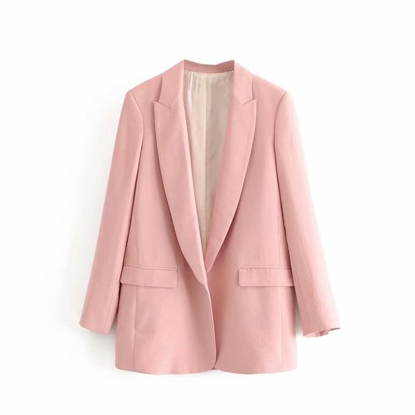 

2019 elegant ladies pink linen fashion autumn women blazers open stitch office-wear blazer coats casual casaco femme aesthetic, White;black