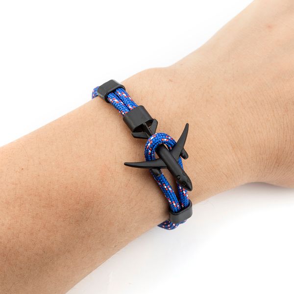 

20 colors fashion black anchor bracelets men women charm rope chain couple bracelet metal airplane leather hooks homme jewelry