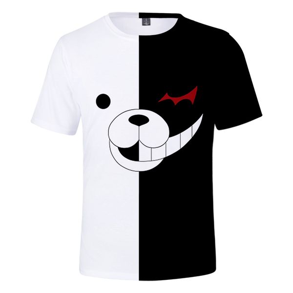 

japanese anime monokuma 3d t-shirt men women game 3d short t-shirt fashion trigger happy havoc monokuma cartoon 3d t shirts, White;black