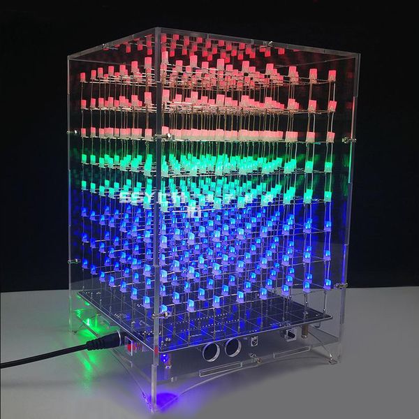 

claite 8x8x8 led light cube kit shell case 3d led diy wifi app electronic suite 512 led acrylic case music spectrum