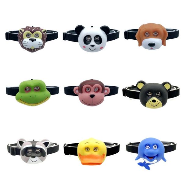 

child's headlight with headband lovely cartoon animal image headlamp safety sos kids gift for outdoor indoor playing
