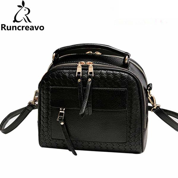 

new arrival knitting women leather handbag fashion weave shoulder bag small casual cross body bag retro totes bolsas