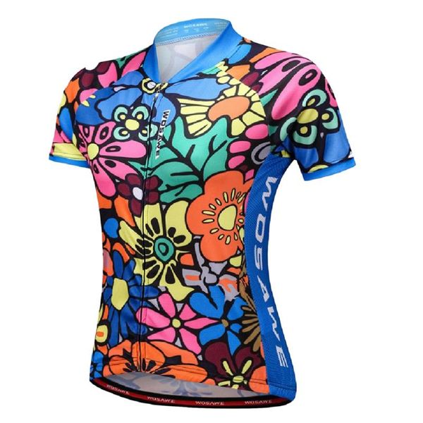 

women's cycling jersey colorful flowers summer breathable mountain clothing cycling short sleeve jersey bike top, Black;red